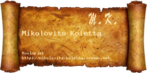 Mikolovits Koletta névjegykártya